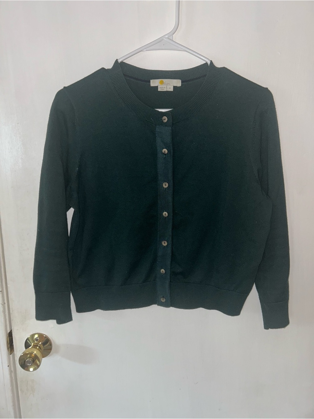 Boden Dark Green Crewneck Button Cardigan